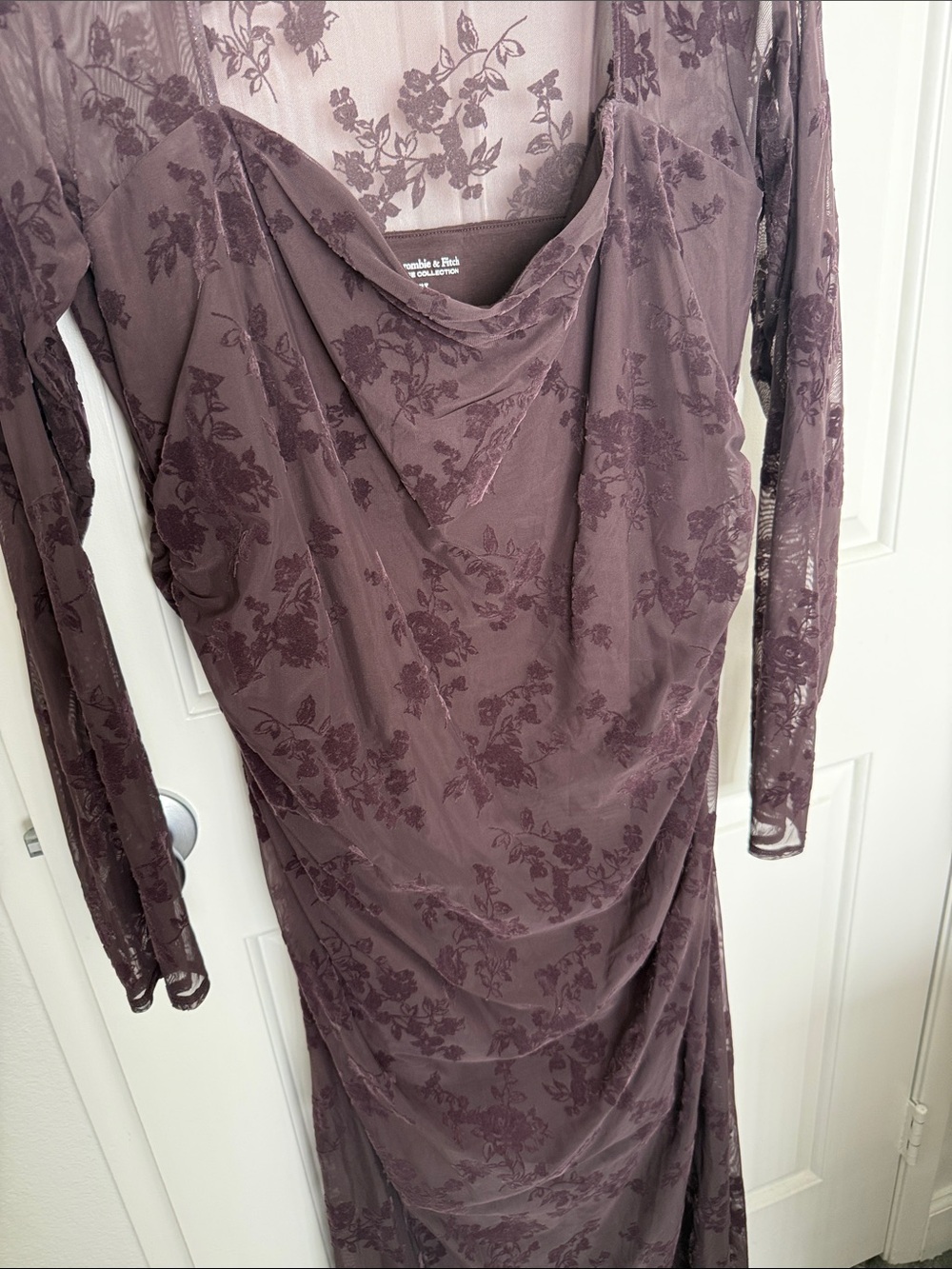 Abercrombie Bra-Free Long-Sleeve Mesh Maxi Dress - Picture 7 of 7